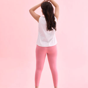 Women Solid Blush Pink Cropped Leggings