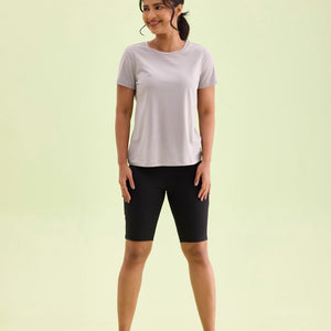 Women Solid Black High Rise Active Shorts