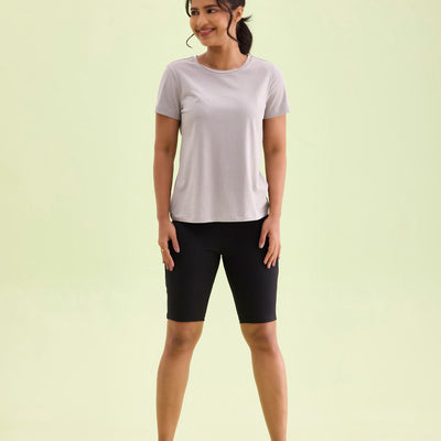 Women Solid Black High Rise Active Shorts