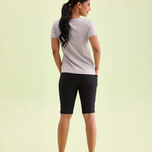 Women Solid Black High Rise Active Shorts