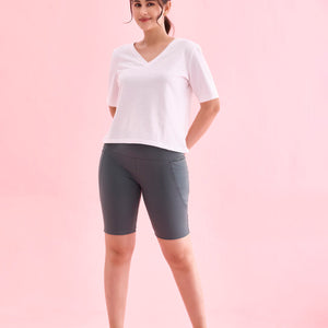 Women Solid Olive Green High Rise Active Shorts