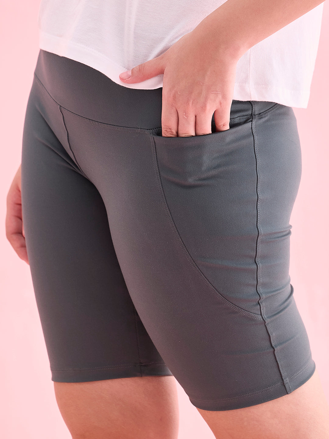 Women Solid Olive Green High Rise Active Shorts