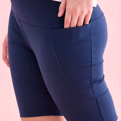 Women Solid Teal High Rise Active Shorts