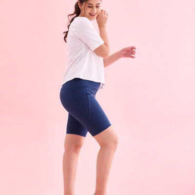 Women Solid Teal High Rise Active Shorts