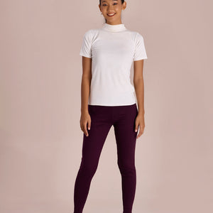 Women Solid Dark Wine Ribbed Warm Leggings