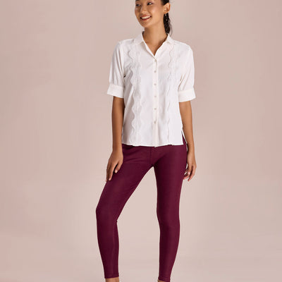 Women Solid Maroon Mid Rise Warm Suede Legging