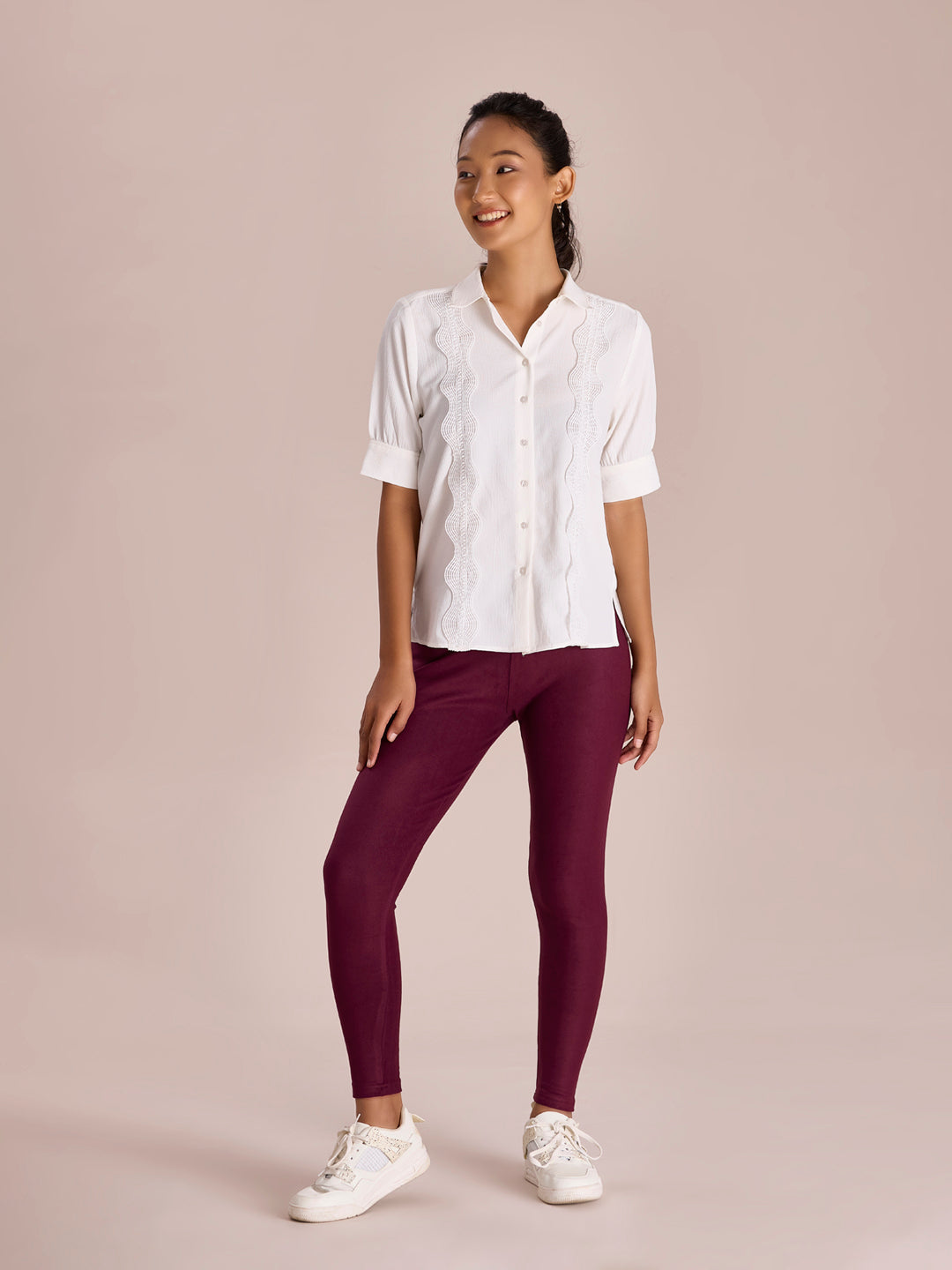 Women Solid Maroon Mid Rise Warm Suede Legging