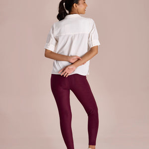Women Solid Maroon Mid Rise Warm Suede Legging