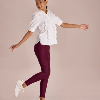 Women Solid Maroon Mid Rise Warm Suede Legging