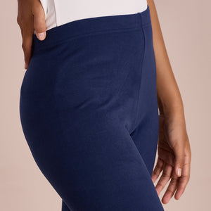 Women Solid Navy Mid Rise Warm Suede Legging