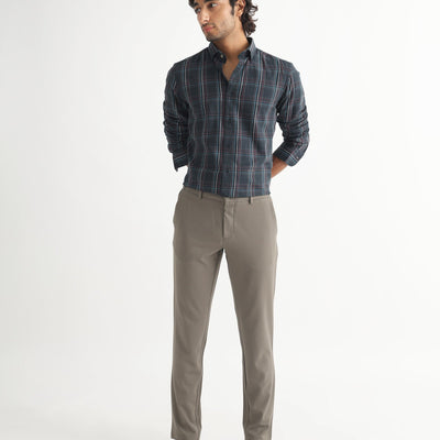 Rare Rabbit Men's Lome Navy Cotton Fabric Full Sleeves Checks Shirt