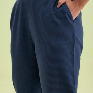 Women Stripe Blue Printed Pencil Pant