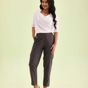 Women Stripe Grey Printed Pencil Pant