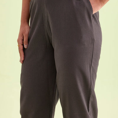 Women Stripe Grey Printed Pencil Pant