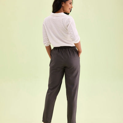 Women Stripe Grey Printed Pencil Pant
