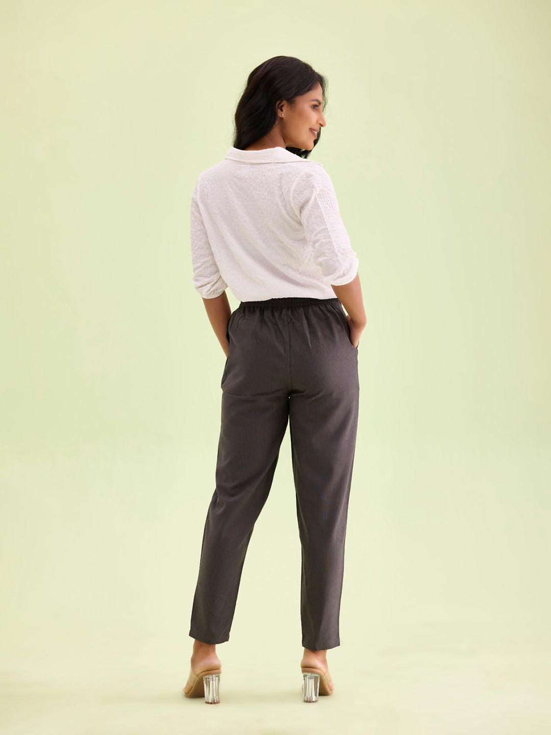 Women Stripe Grey Printed Pencil Pant