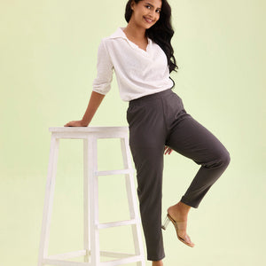 Women Stripe Grey Printed Pencil Pant