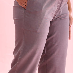 Women Solid Medium Grey Cotton Pencil Pant
