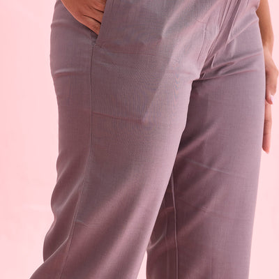 Women Solid Medium Grey Cotton Pencil Pant