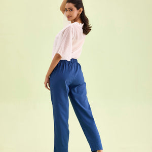 Women Solid Royal Cotton Pencil Pant