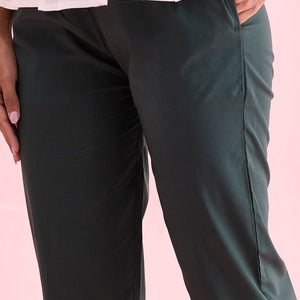 Women Solid Dark Green Comfort Fit Cotton Pants
