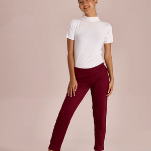 Women Solid Maroon Mid Rise Ultra Warm Kurti Pant