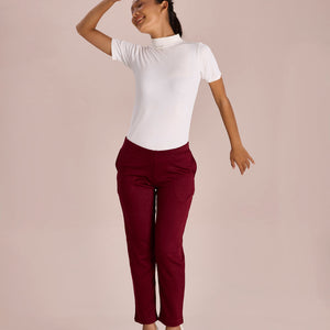 Women Solid Maroon Mid Rise Ultra Warm Kurti Pant