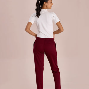 Women Solid Maroon Mid Rise Ultra Warm Kurti Pant