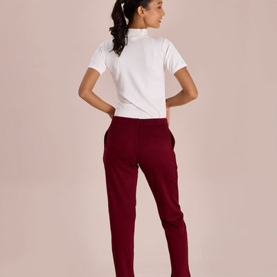 Women Solid Maroon Mid Rise Ultra Warm Kurti Pant