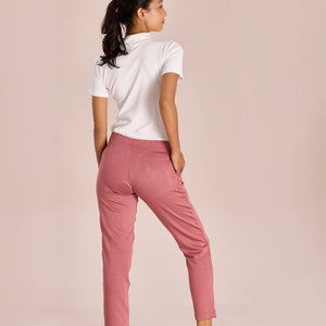 Women Solid Rusty Pink Mid Rise Ultra Warm Kurti Pant