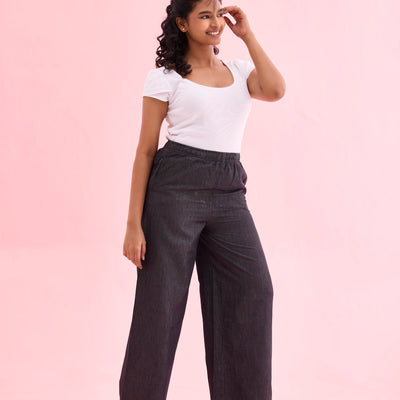 Women Solid Black Denims Wide Leg Pants