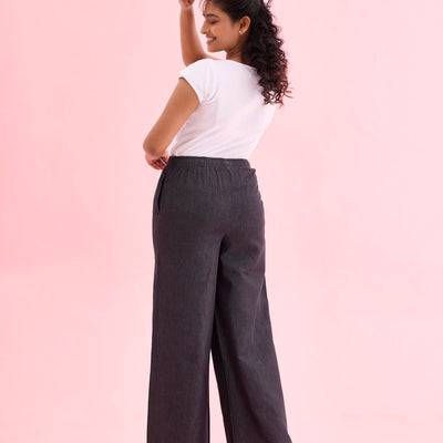 Women Solid Black Denims Wide Leg Pants