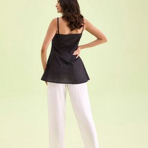 Women Solid White Mid Rise Casual Pants