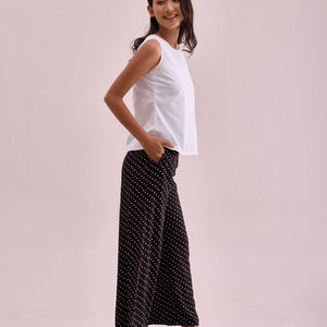 Women Black Viscose Mid Rise Printed Palazzo