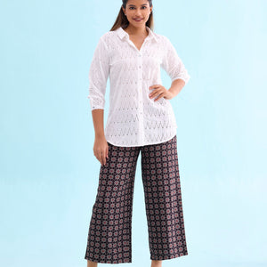 Women Black Viscose Mid Rise Printed Palazzo