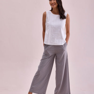 Women Grey Viscose Mid Rise Printed Palazzo