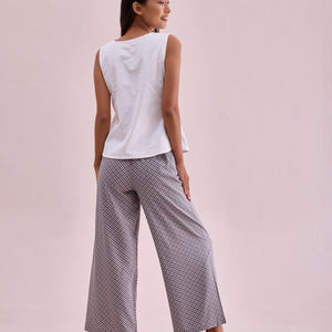 Women Grey Viscose Mid Rise Printed Palazzo