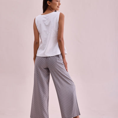 Women Grey Viscose Mid Rise Printed Palazzo