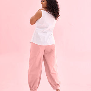 Women Solid Baby Pink Cotton Cropped Salwar