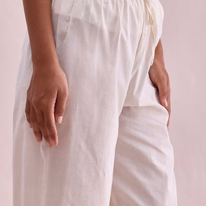 Women Solid Cream Cotton Cropped Salwar
