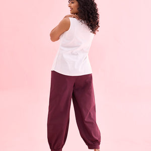 Women Solid Dark Wine Cotton Cropped Salwar