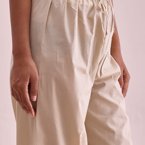 Women Solid Light Beige Cotton Cropped Salwar