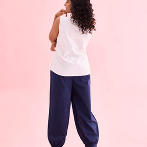 Women Solid Light Navy Cotton Cropped Salwar