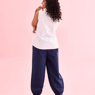 Women Solid Light Navy Cotton Cropped Salwar