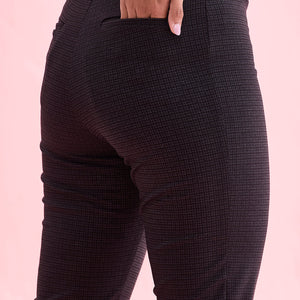Women Printed Black Mid Rise Formal Pants