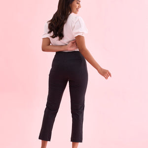 Women Printed Black Mid Rise Formal Pants