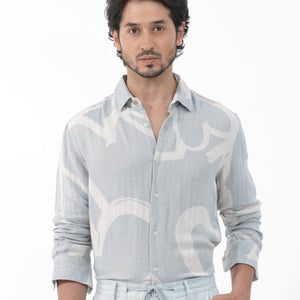 Rare Rabbit Mens Lusia Off White Cotton Fabric Regular Collar Herringbone Full Sleeves Regular Fit