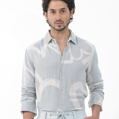Rare Rabbit Mens Lusia Off White Cotton Fabric Regular Collar Herringbone Full Sleeves Regular Fit