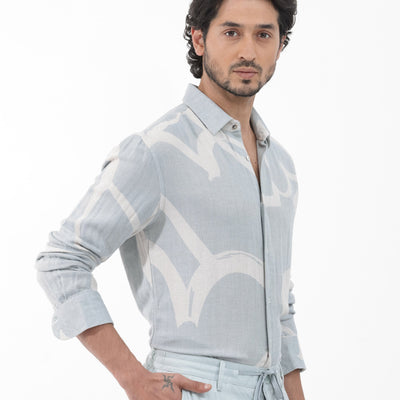 Rare Rabbit Mens Lusia Off White Cotton Fabric Regular Collar Herringbone Full Sleeves Regular Fit