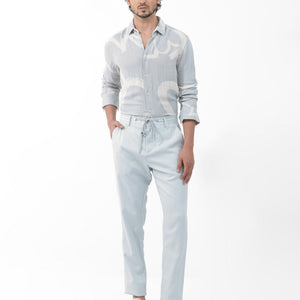 Rare Rabbit Mens Lusia Off White Cotton Fabric Regular Collar Herringbone Full Sleeves Regular Fit